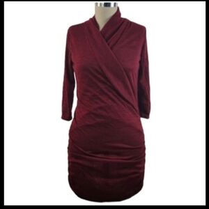 BURGANDY J MODE USA Ruched Top Size Small Surplice Tunic